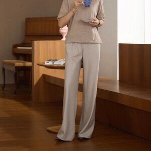 COLIN WANG Wool-Silk-Yak Straight-Leg Trousers size S